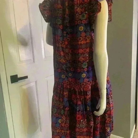 PINCH Floral Print Ruffle Cap Sleeve Midi Dress L - Picture 4 of 11